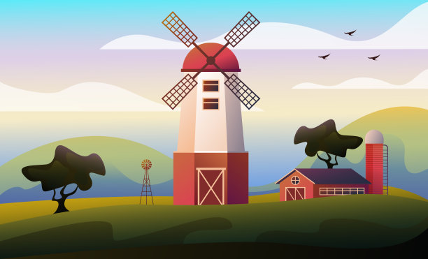 农地、农机、农田、乡村概念。矢量平面设计插图素材图片