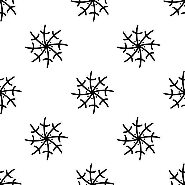 无缝图案的涂鸦抽象雪花。孤立在白色背景上。矢量插图。图片下载