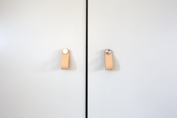 橱柜皮拉手托现代风格，复古装饰为壁橱门背景纹理，特写图片下载