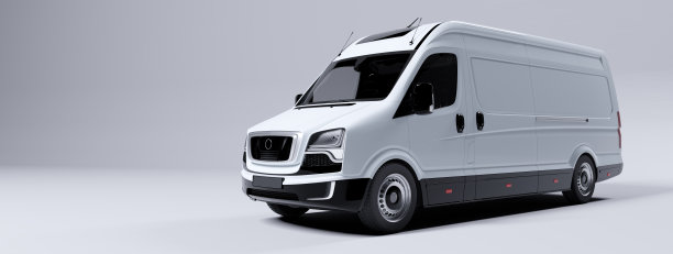 白色背景的商业货车。交通和运输图片下载