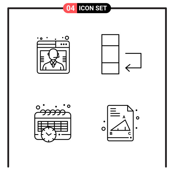 为网页和移动设置4个线条样式图标图片下载