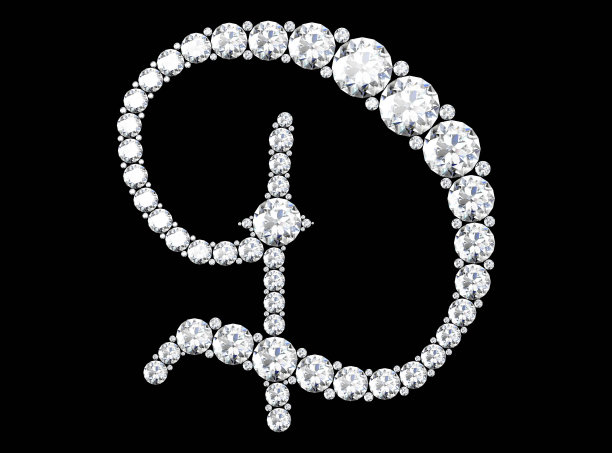 镶嵌宝石的钻石字母(高分辨率3D图像)图片下载