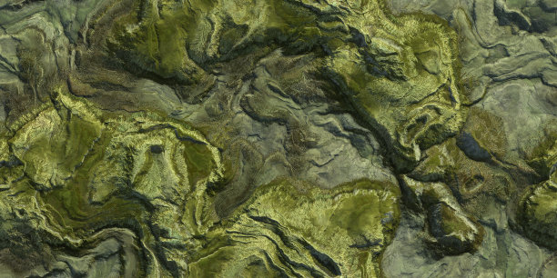 绿草景观地形俯视图纹理。3D地理山区地图上的背景。丘陵田野地形从上面的视角背景。图片下载