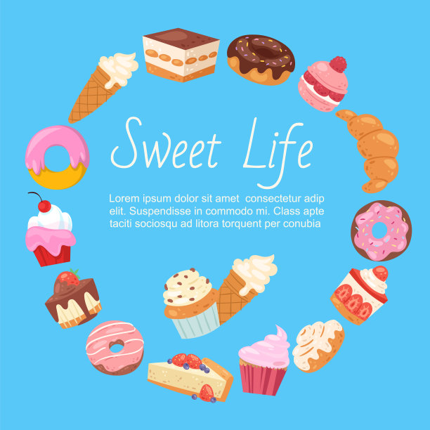 甜蜜的生活与蛋糕，甜点，糖果和面包房图片下载