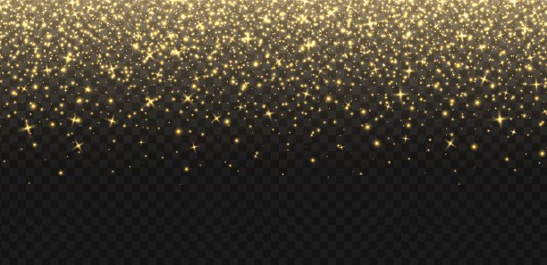落下金色的闪光，抽象的发光粒子，黄色的星尘。飞舞的圣诞光芒和火花。豪华的背景。图片下载