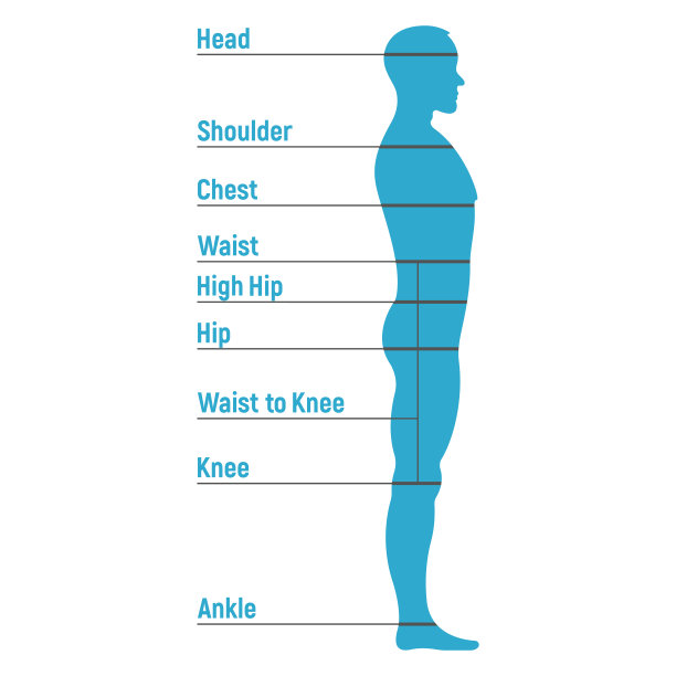 男性尺寸图解剖人物性格，人物假人正面及观侧面身体轮廓，孤立于白色，平面矢量插图。图片下载