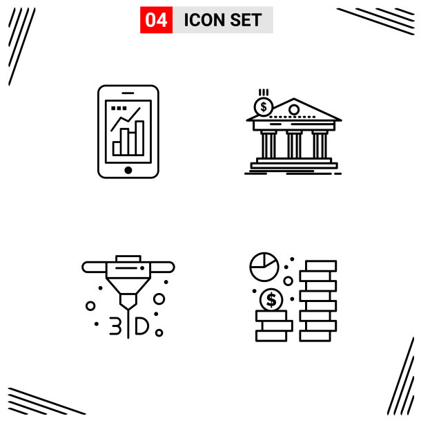 4图标线条样式基于网格的创意轮廓图片下载