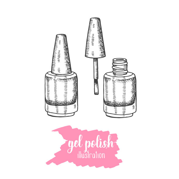 手绘一套指甲油，素描风格的啫喱指甲油。图片下载