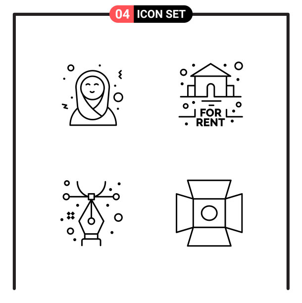 为网页和移动设置4个线条样式图标图片下载
