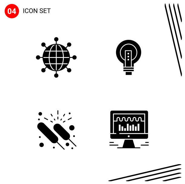 在固体样式像素中收集4个图标图片下载