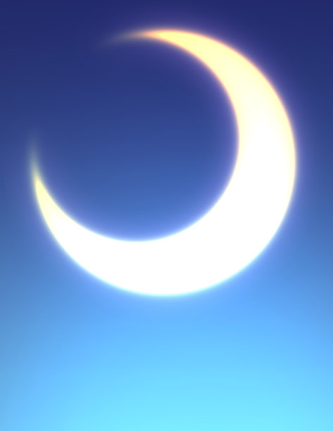 卡通闪闪的月牙在夜空中。手绘插图图片下载