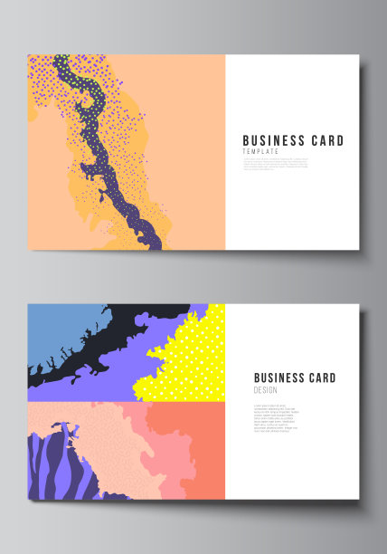 矢量布局的两种创意名片设计模板，矢量横向模板设计。日本模式模板。亚洲风格的景观背景装饰。图片下载