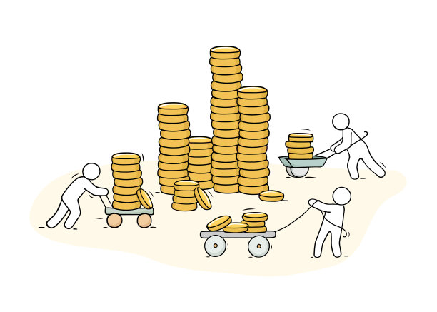 向量金融增长概念与成堆的金币图片下载