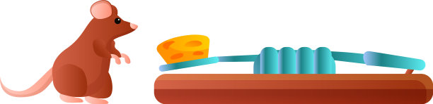 老鼠奶酪陷阱图标卡通风格图片下载