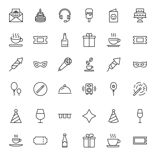 假日线图标集。图片下载