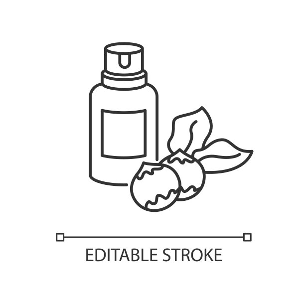 夏威夷油像素完美线性图标。有机素食的本质。澳大利亚坚果提取。细线可定制的插图。轮廓的象征。矢量孤立轮廓绘制。可编辑的中风图片下载