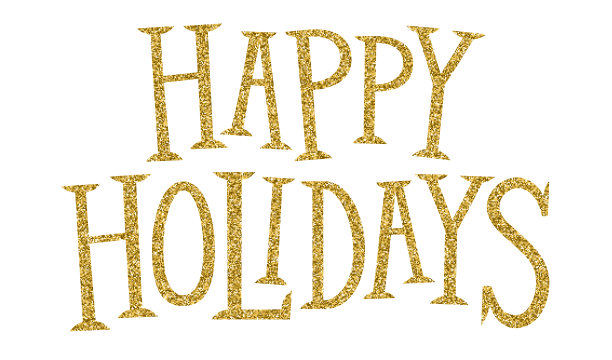 节日快乐，金光闪闪的手写横幅图片下载