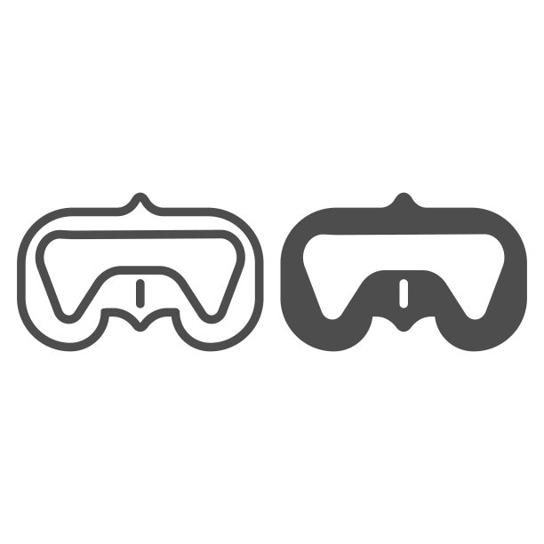 潜水面罩线和固体图标，水下运动概念，水肺潜水面罩标志上的白色背景，水下游泳设备图标在轮廓风格的移动概念，网页设计。矢量图形。图片下载