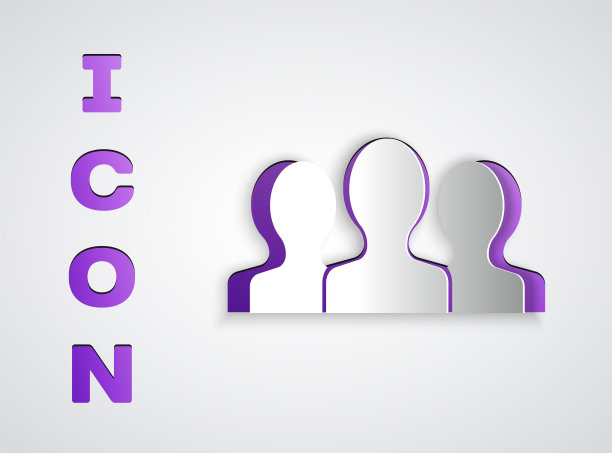 用户组图标孤立在灰色背景上。一组人的图标。商业头像符号-用户配置文件图标。纸艺术风格。向量图片下载