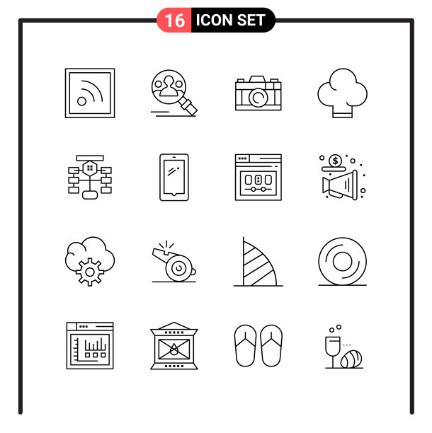 为网页和手机设置16个线条样式图标图片下载