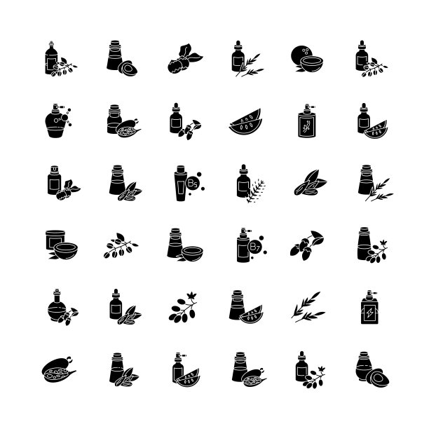 发油黑色象形文字图标设置在空白图片下载