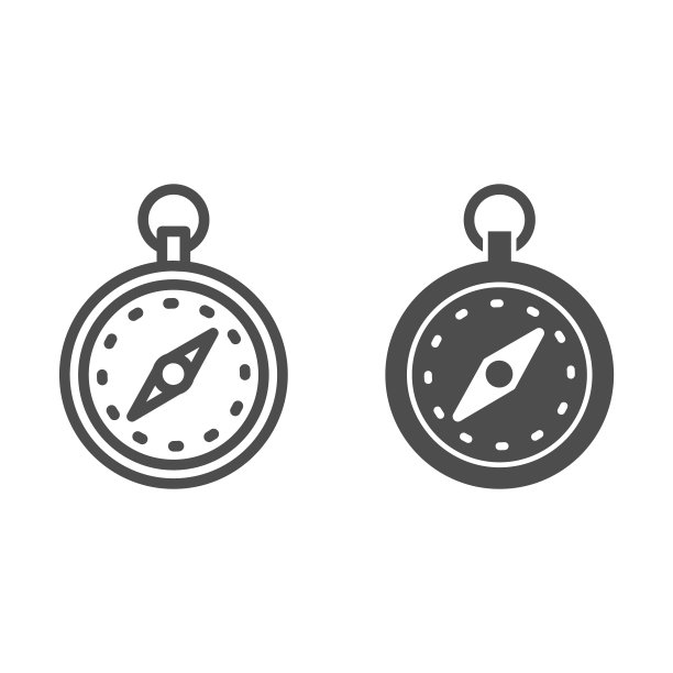 罗盘线条图标，航海概念，白色背景上的导航设备标志，用于移动概念和网页设计的轮廓样式罗盘图标。矢量图形图片下载