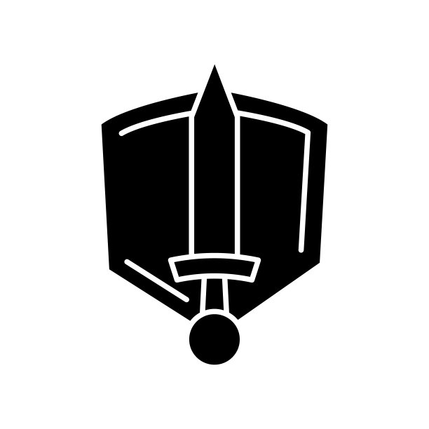 历史史诗黑色象形图标。常见电影类型、电影类别剪影符号留白。中世纪动作冒险，奇幻小说。剑和盾矢量孤立的插图图片下载