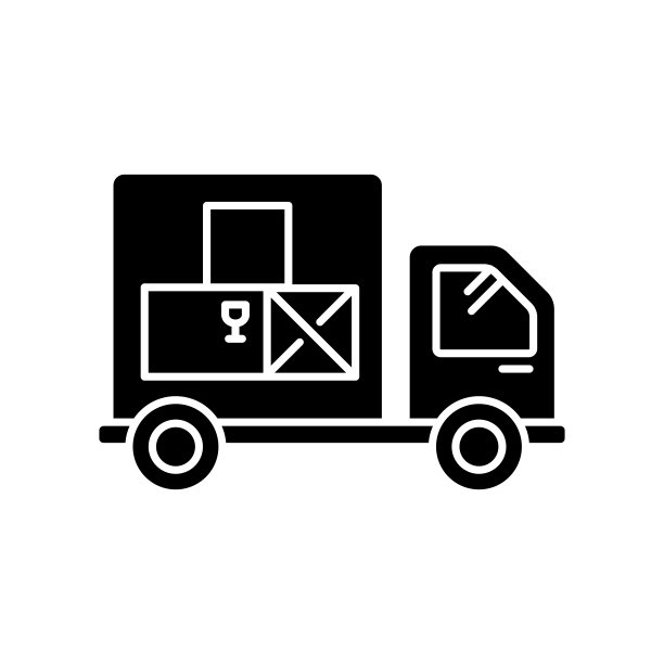 收货黑色字形图标。物流、配送、商品配送服务。货物运输，产品供应。白色空间上的剪影符号。向量孤立的插图图片下载