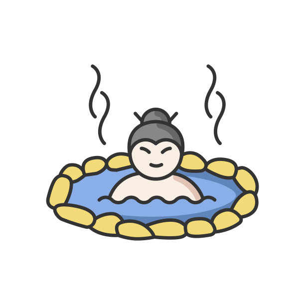 温泉RGB彩色图标。日本的温泉图片下载