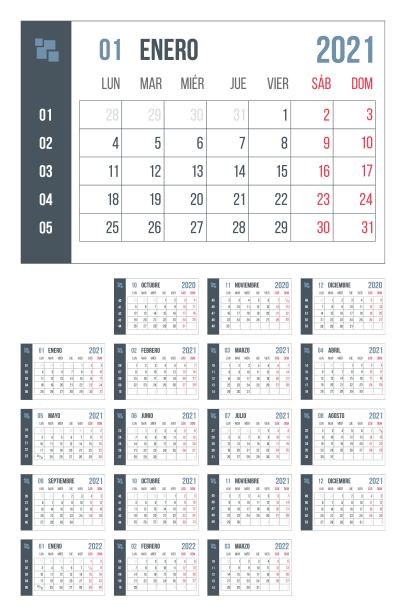 年蓝色西班牙日历个人组织者设置图片下载