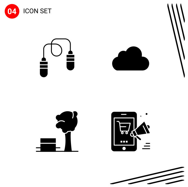 在固体样式像素中收集4个图标图片下载