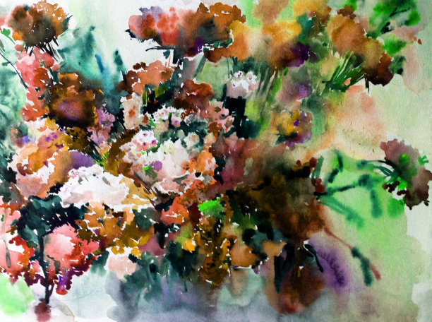 抽象鲜艳的装饰背景。手工花卉图案。一束美丽温柔浪漫的春天丁香花图片下载