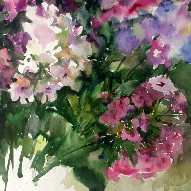 抽象鲜艳的装饰背景。手工花卉图案。一束美丽温柔浪漫的春天丁香花图片下载