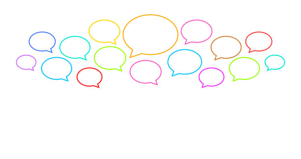 语音气泡椭圆上有许多孤立的白色为拷贝空间，气球消息图标为聊天和聊天说话，语音气泡彩色为聊天沟通概念，对话聊天框艺术线椭圆图片下载