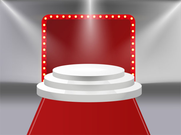 冠军旗帜。赢得祝贺复古框架。选秀节目的迹象。优秀的舞台横幅，雪景红窗帘和活动邀请海报。图片下载