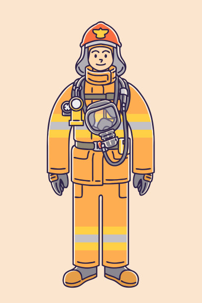 消防员与齿轮。消防员,消防员插图。图片下载