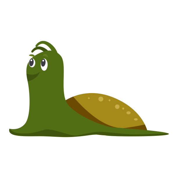 可爱的绿色鼻涕虫耳蜗扁平图标图片下载