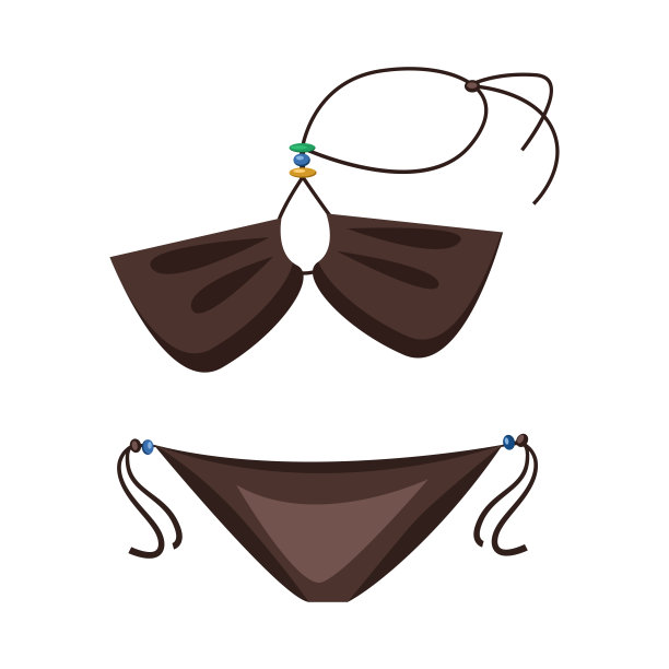 比基尼。深色的带带子和珠子的游泳衣图片下载