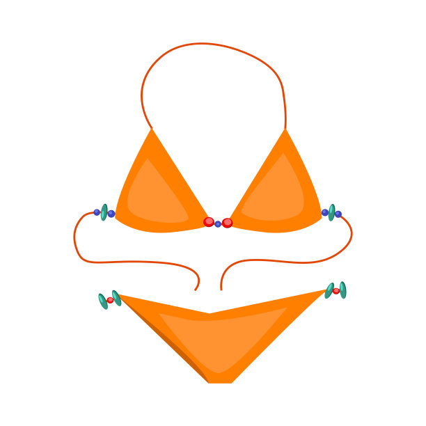 鲜艳的比基尼。带带子的性感泳衣图片下载