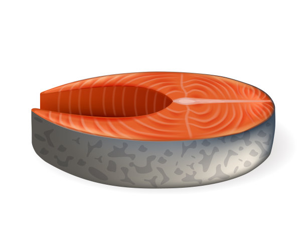 鲑鱼牛排现实的矢量插图。三文鱼片图片下载