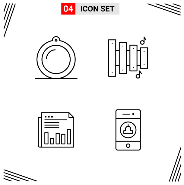 4图标线条样式基于网格的创意轮廓图片下载