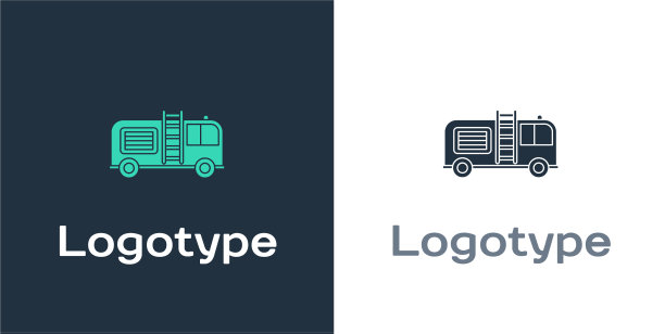 标志型消防车图标孤立在白色图片下载