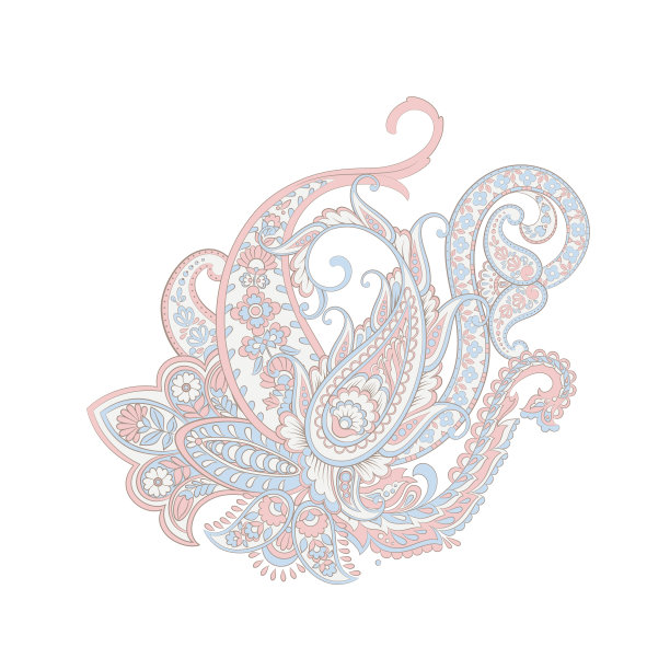 佩斯利矢量模式。孤立的锦缎插图图片下载