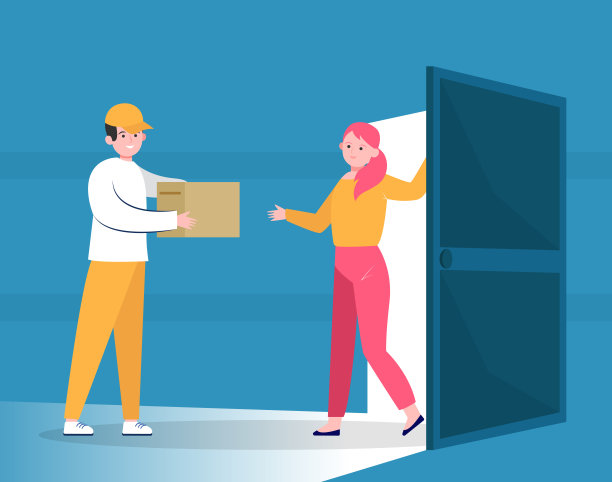 快递员给客户送包裹图片下载