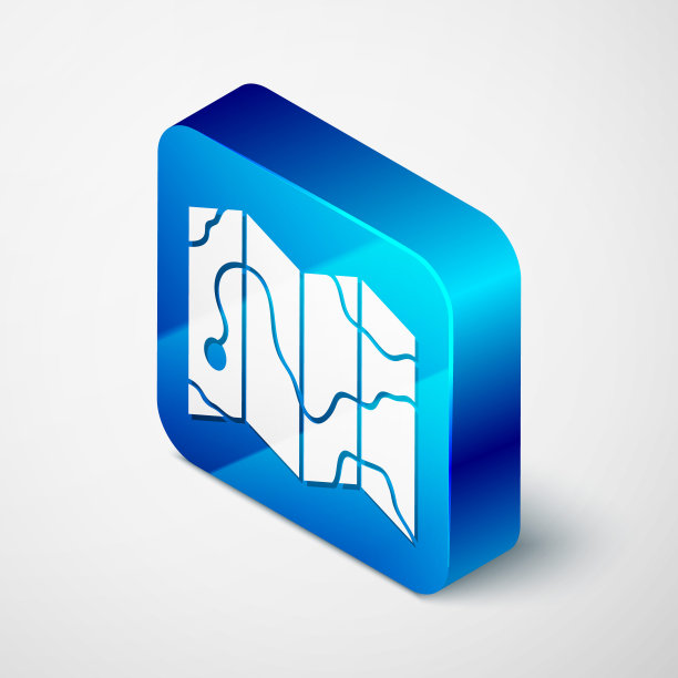 在灰色背景上孤立的地图图标上森林的位置。蓝色方块按钮。矢量图图片下载