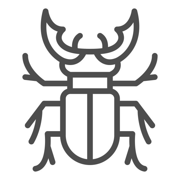 雄鹿甲虫线图标，Bugs概念，鹿甲虫标志在白色背景，鹿甲虫图标轮廓风格的移动概念和网页设计。矢量图形。图片下载