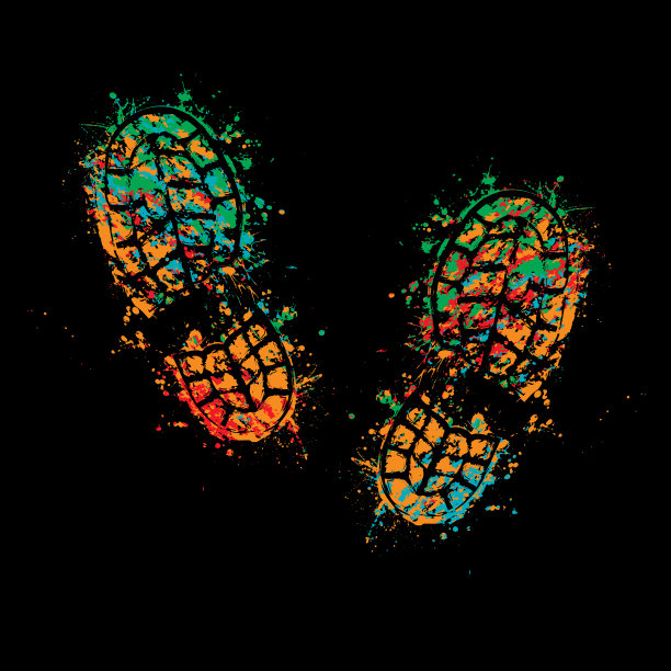 Grunge彩色的鞋子背景图片下载