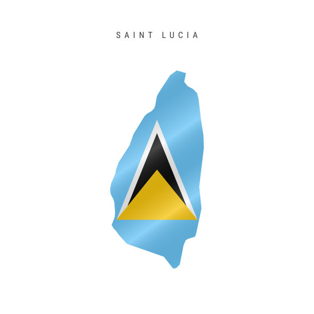 挥舞旗帜的圣卢西亚地图。矢量图图片下载