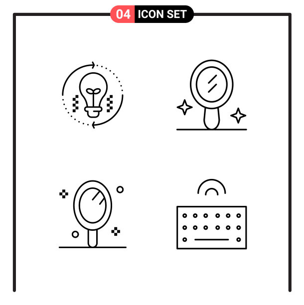 为网页和移动设置4个线条样式图标图片下载