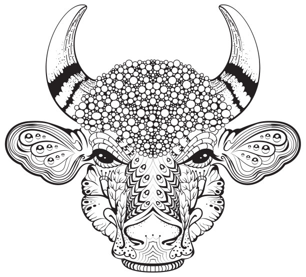 公牛牛是中国农历2021年的抽象头符号图片下载